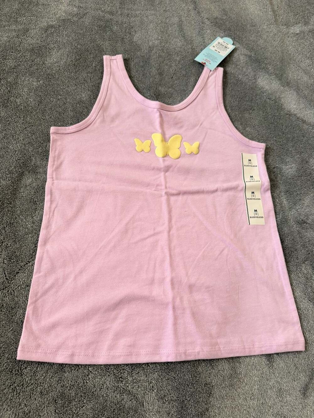 Cat & Jack Girls Pink Butterfly Graphic Tank Top Size M (8)